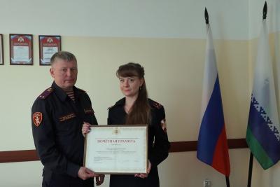 Софья Стукова получила заслуженную награду / Фото Росгвардии НАО