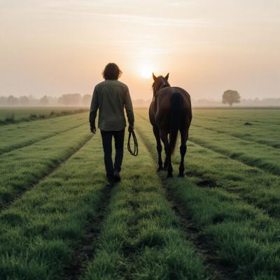 Только мы с конём по полю идём / Картинка создана нейросетью «Алиса»